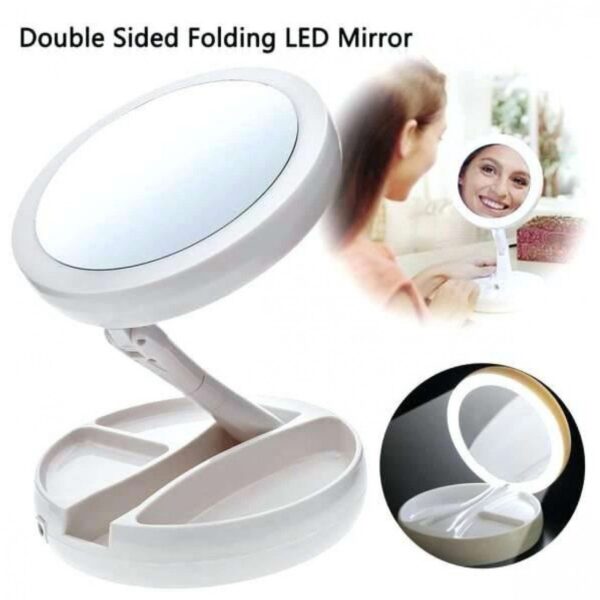 Double-Sided LED Makeup Fold-Away Mirror