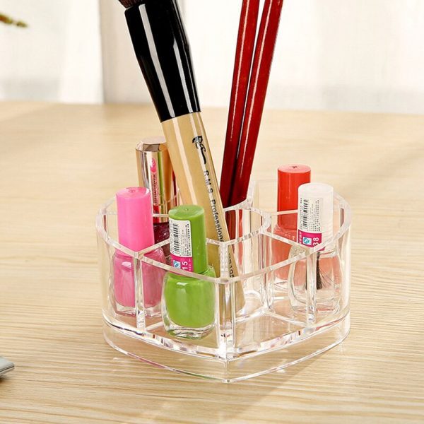 Acrylic Heart Shaped Cosmetic Organizer With 8 Grids Store