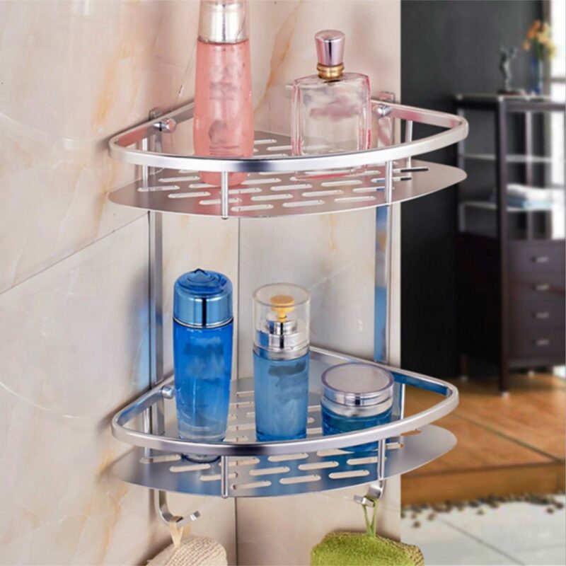 2 Layer Aluminium Bathroom Corner Rack 1