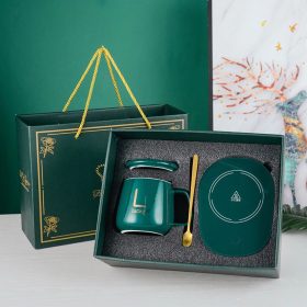 Ceramic Mug With Electric Heating Pad With Lid & Spoon