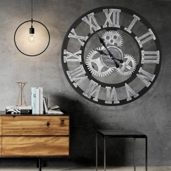 Silver Black Wall Clock