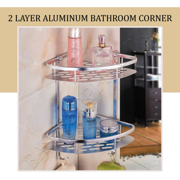 2 Layer Aluminum Bathroom Corner Rack