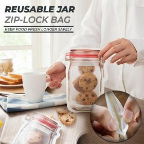 6 Piece Reusable Mason Bottle Shape Ziplock Bag