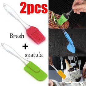 Silicone Spatula & Brush Set with Plastic Handle (Set of 2) – Small