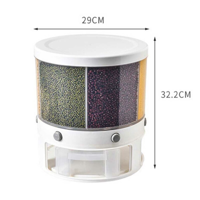 10Kg Rotating Rice Grains Dispenser With 6 Partitions Grids 2