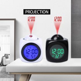 LED Wall Ceiling Projection Table Talking Alarm Clock – Smart Clock With Snooze Temperature