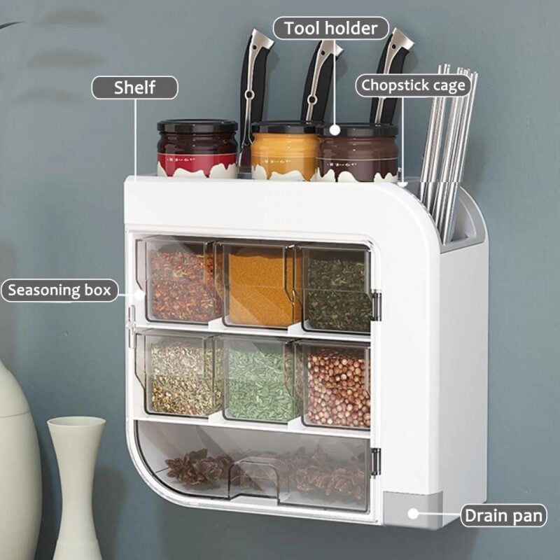 Multi Functional Seasoning Storage Rack Wall Mounted