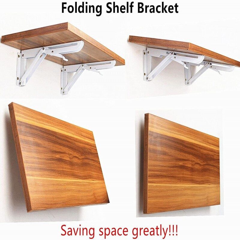 Wall Mounted Folding Wooden Shelf Rack Board Heavy Duty Brackets 2