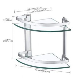 2 layer Aluminum Bathroom Corner Shelf Tempered Glass