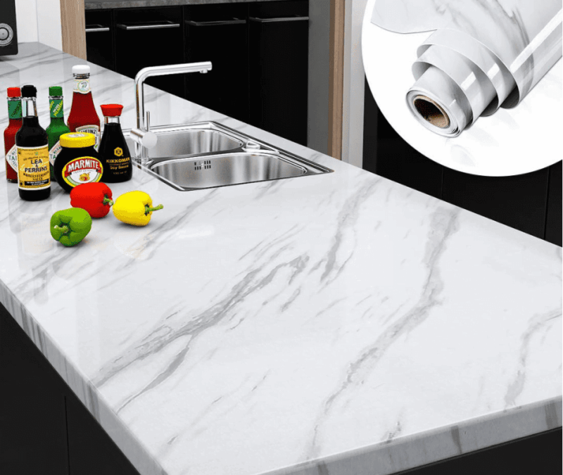 White Wall Paper Waterproof Heat Resistant Self Adhesive Anti Oil Kitchen Wallpaper Marble Sheet For Kitchen 2