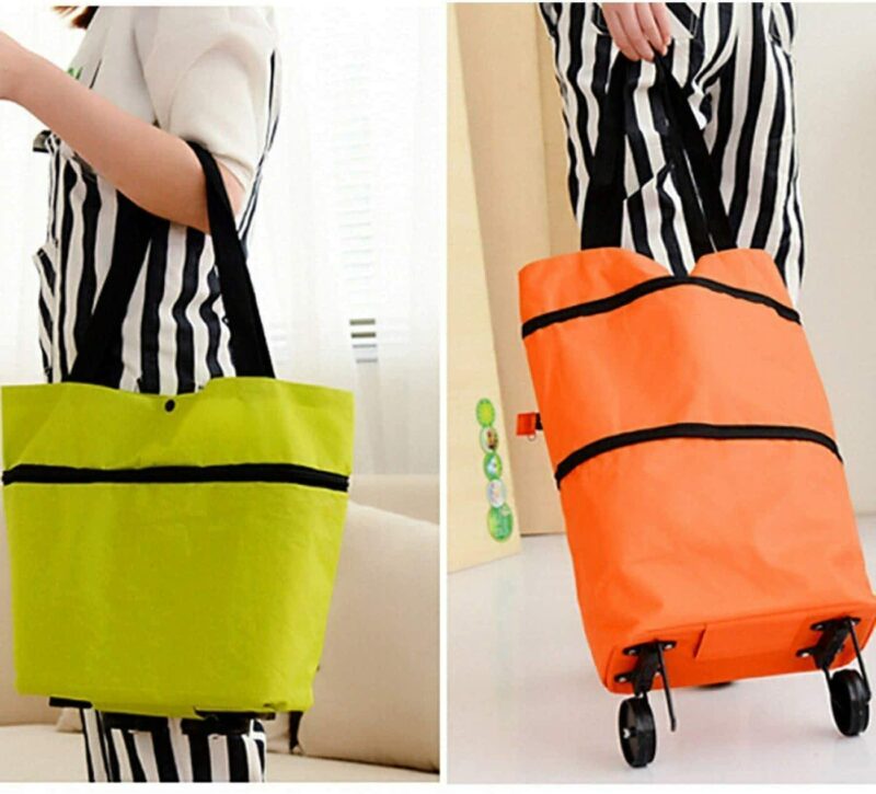 Foldable Shopping Trolley Bag Traveling Vegetable Grocery Clothing Bag with Lightweight 1