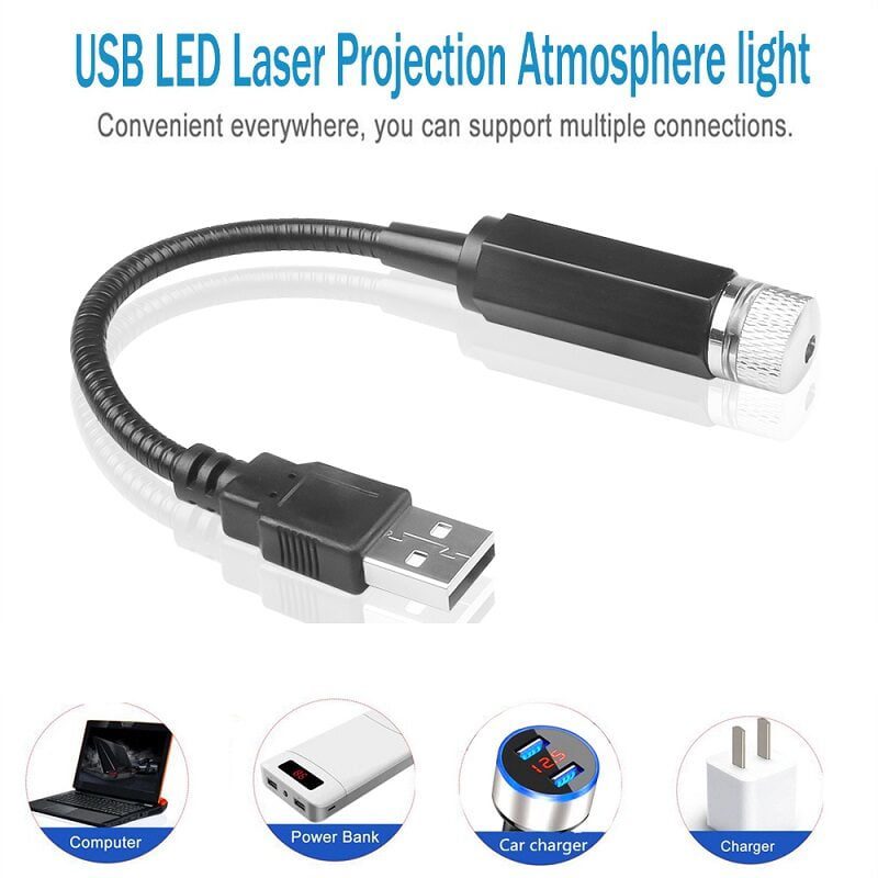 Universal USB LED Car Atmosphere Starry Laser Projection Light Auto Interior Decorative Light 2