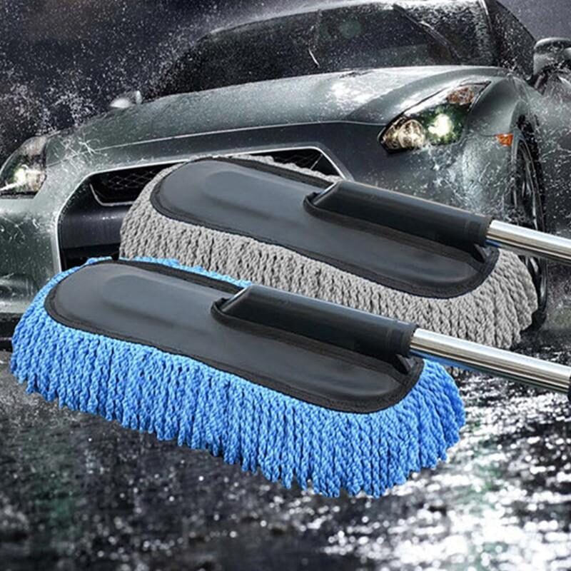 Car Cleaning Mop Removable Telescopic Wax Mop Dust Removal Car Wash Brush Microfiber Car Dust Cleaning Brushes Duster 1