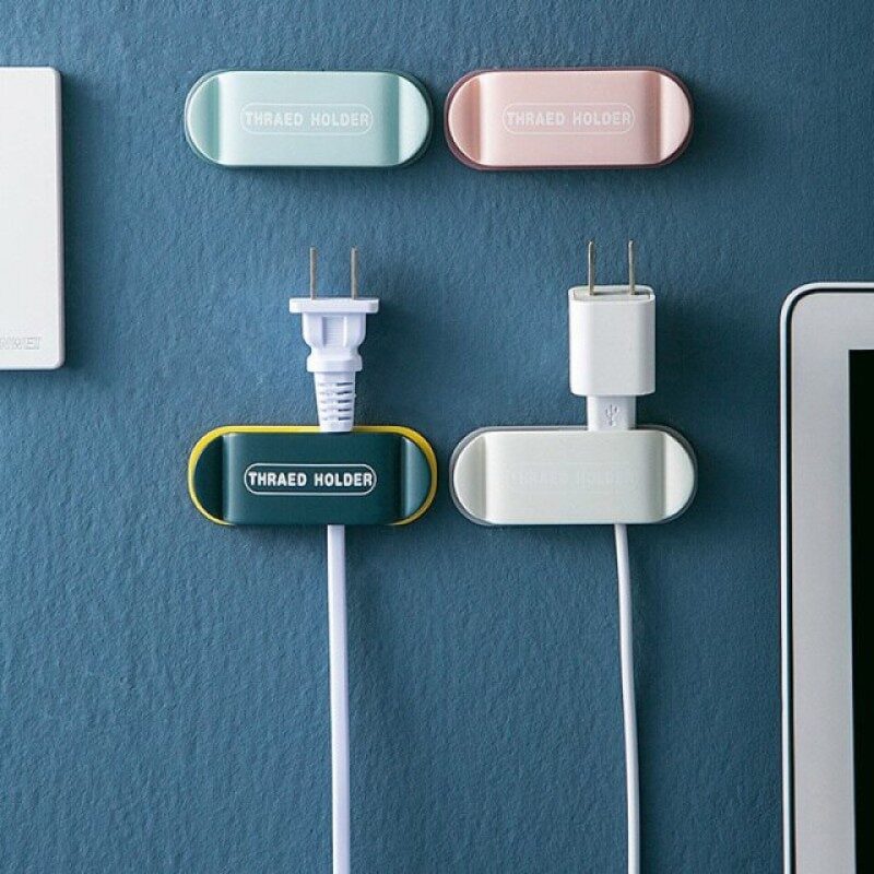 4 Pcs Wall Mounted Hooks Wall Storage Hooks Cable Organizer Strong Adhesive Hook Power Plug Hook Socket Hanger Holder