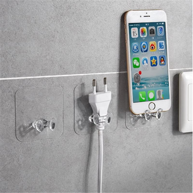 5pcs Transparent Self Adhesive Hooks Multi Use Strong Wall Hooks Plastic Pasting Hook For Home Office Kitchen Door Wall 1