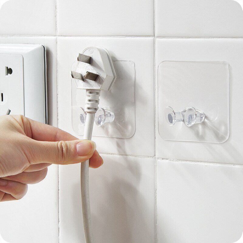 5pcs Transparent Self Adhesive Hooks Multi Use Strong Wall Hooks Plastic Pasting Hook For Home Office Kitchen Door Wall 2