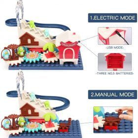 Musical Penguin Electric Gear Race Track Building Blocks Roller Coaster Toys for Toddlers & Kid 3+