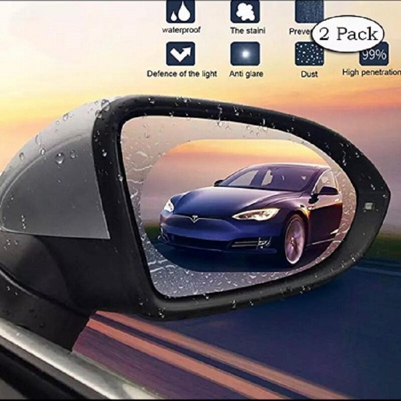 2 Pack Oval Car Rearview Mirror Protective Film Waterproof Rainproof Clear Protective Film 1