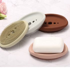 Creative Double-Sided Silicone Soap Holder Box – Flexible Bathroom Multifunctional Kitchen Dish Cleaning Brush Soap Storage Box
