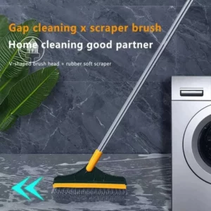 2 In 1 Floor Scrub Brush With Window Squeegee Rotatable Long Handle