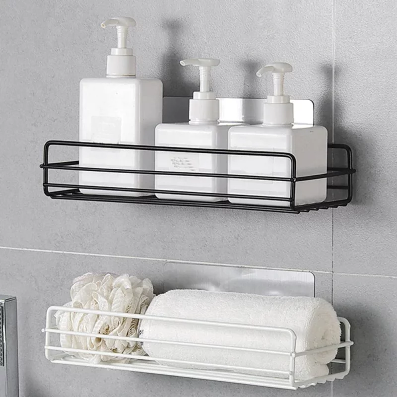 Self Adhesive Metal Center Rack For Bathroom Kitchen 1