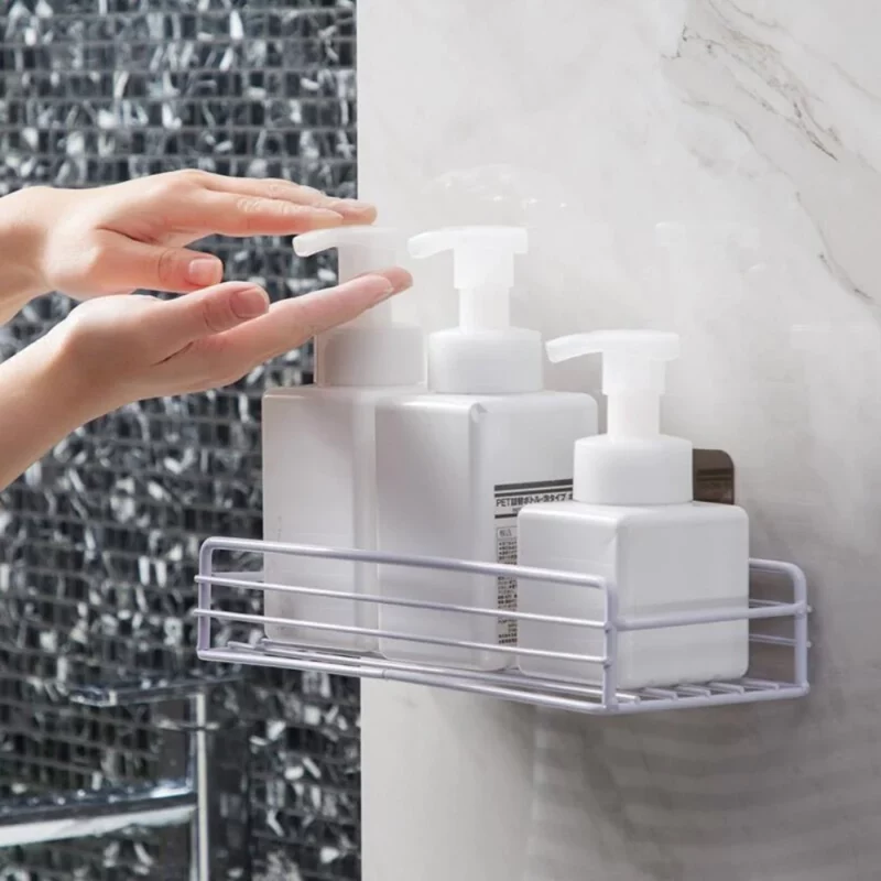 Self Adhesive Metal Center Rack For Bathroom Kitchen 2