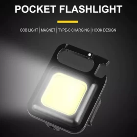 Multi-Function COB Rechargeable Keychain Light Mini Flashlight Bright Portable Pocket Work Light with Bottle Opener