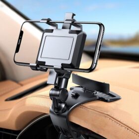 360 Degree Dashboard Car Mobile Phone Holder Rearview Mirror, Sun Visor Navigation Adjustable