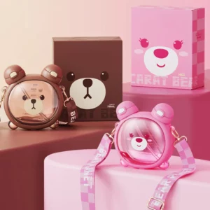 Cute Cartoon Bear Water Cup Straw Type & Direct Drinking Bottle With Straw, 750ml Capacity