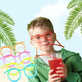 Kids Funny Eyeglasses Straw
