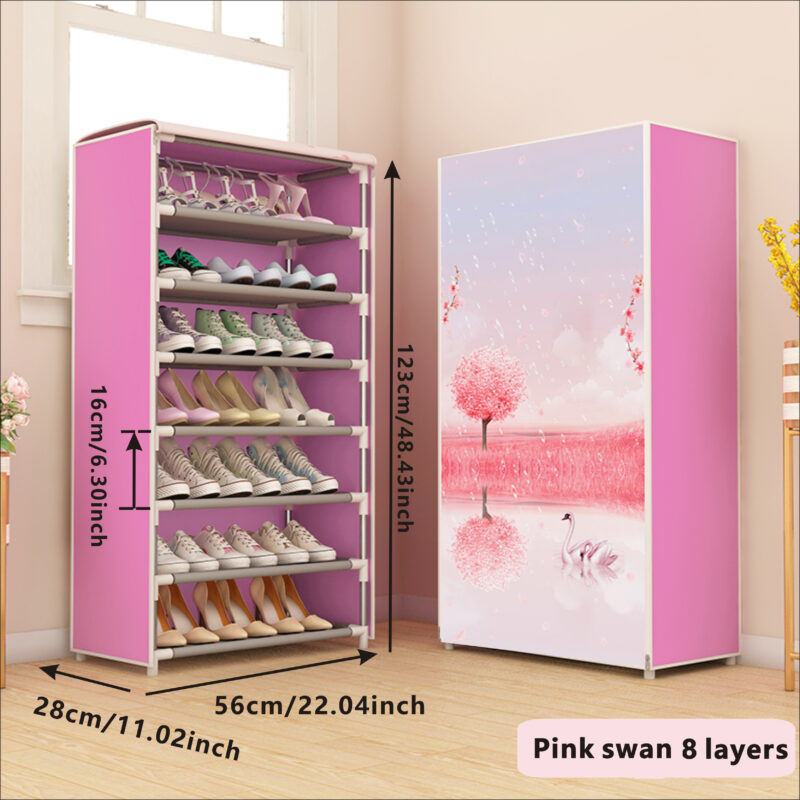 8 Layer Shoe Rack Printed 2 dustproof cloth shoe rack storage