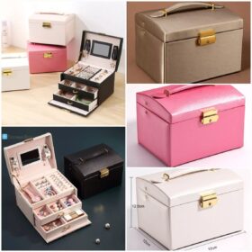 Leather Jewelry Box with 2 Drawer