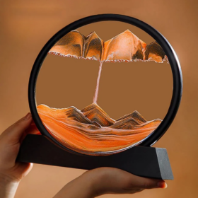 Moving Sand Art Picture Round Glass 3D Deep Sea Sandscape In Motion Display Flowing Sand Frame(7inch)
