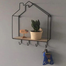 Hut Style Wall Shelf With Hooks