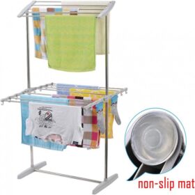 Multi-Functional 2 Layer Stainless Steel Foldable Cloth Dryer Stand Rack