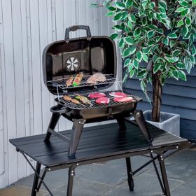 Portable Charcoal Barbecue BBQ Grill Compact Folding Camping Picnic Garden Party Festival Cooker Table Top with Metal Grid