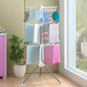 Folding Clothes Drying Rack 3-Tier Indoor Outdoor Space Saving Stand Hanger - Versatile Space-Saving Laundry Dryer