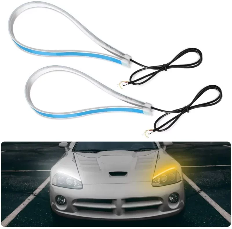 2 Pcs New DRL Ultra thin flow light strip Flowing light bar 2