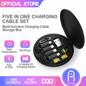 Five in one Multifunctional Universal Charging Cable Storage Box, Mobile Phone Holder Data Cable Set