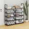 1Pc Simple Style Iron Plastic Storage Rack, Multilayer Home Space Saving Shoe Organizer Stand Holder (Black)