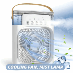 Portable Air Conditioner Fan, Mini Evaporative Air Cooler with 7 Colors LED Light, 1/2/3 H Timer, 3 Wind Speeds and 3 Spray Modes for Your Desk, Nightstand, or Coffee Table