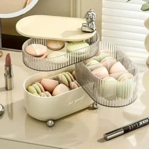 multi layer rotating desktop cosmetic organizer