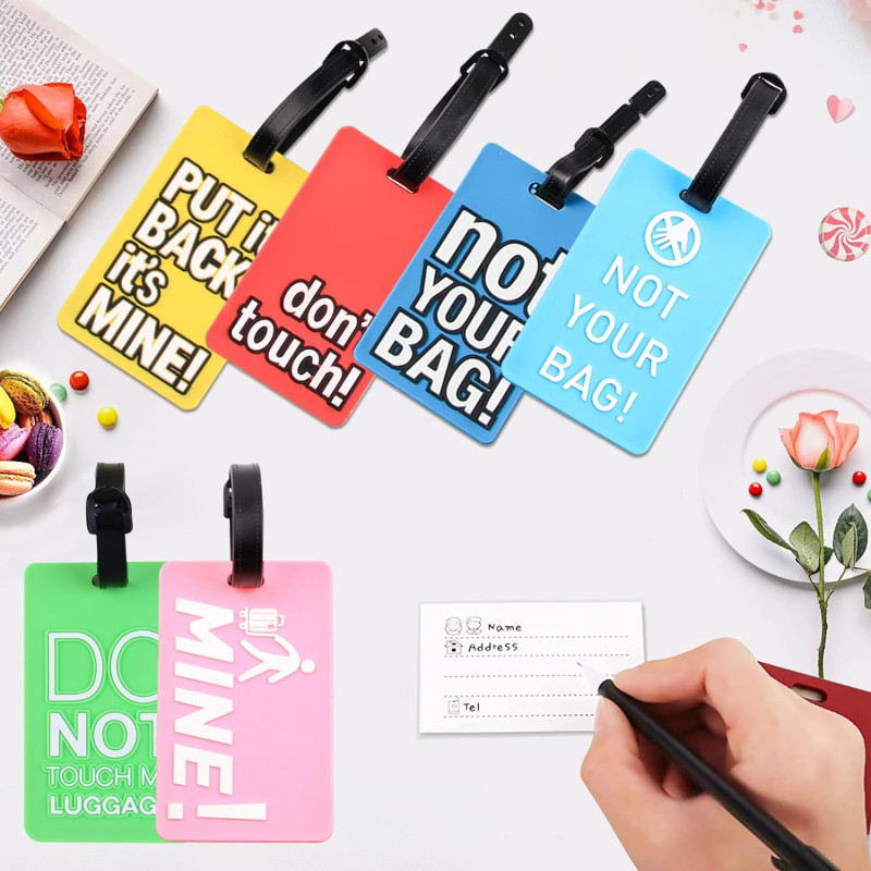 Secure Suitcase Luggage Tags 1pc Colorful Flexible PVC Travel ID Labels Name Card Holder