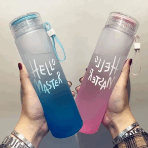 Hello Master Crystal Glass Water Bottle | Frosted Glass Drinking Bottle for Girls | Stylish and Eco-Friendly Hello Master Water Bottle
