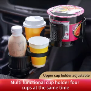 4-in-1 Adjustable Car Cup Holder Expander with 360° Rotation and Compass