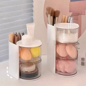 3-Layer Rotating Makeup Brush Organizer