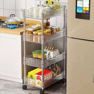 Luxury 4-Layer Acrylic Trolley – Multi-Purpose Storage Organizer with Wheels