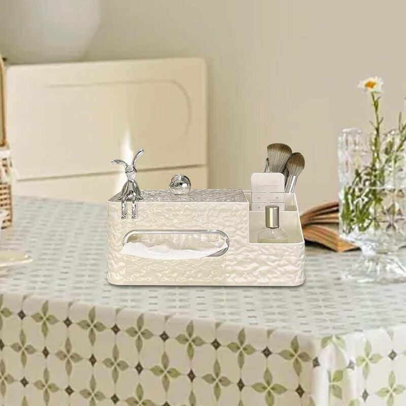 rabbit style tissue box with organizer compartment