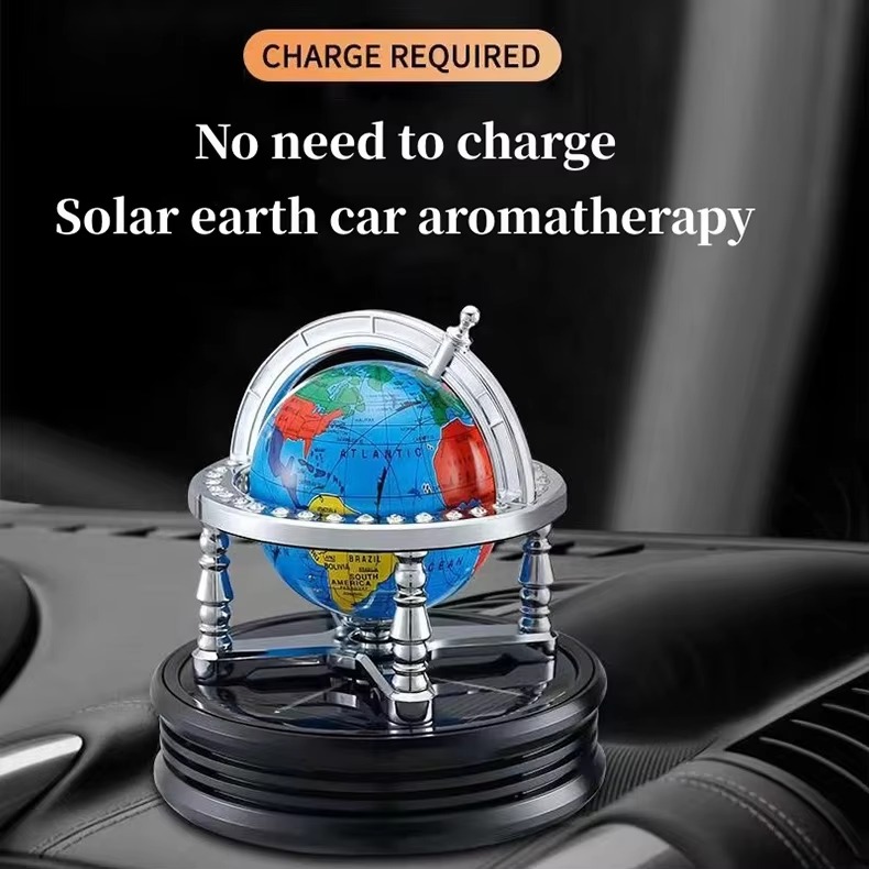 rotating solar car air freshener globe design