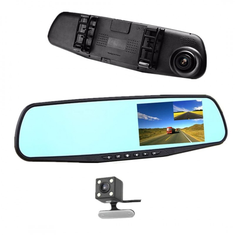 dual camera car DVR rearview mirror 4.3 screen
